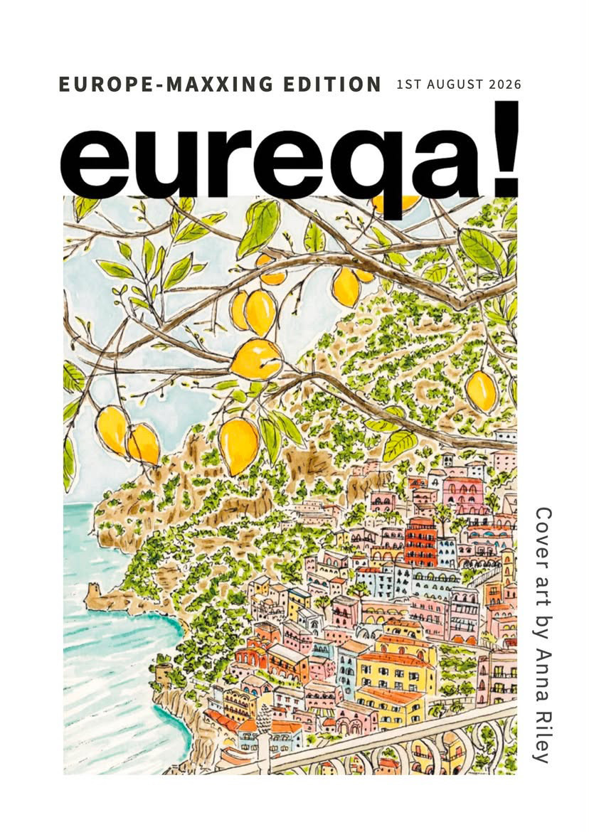 eureqa! Europe-Maxxing edition cover, art by Anna Riley